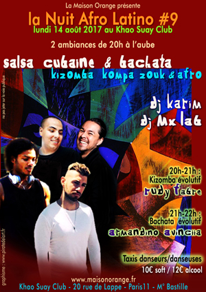flyer Nuit Afro Latino #9, soirée latino de la Maison Orange